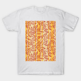 Minimalist Leaf Line Art Illustration as a Seamless Surface Pattern Design T-Shirt